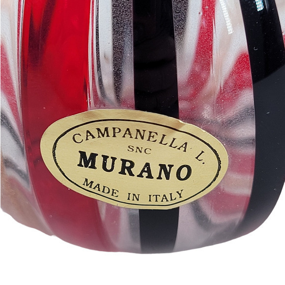 Murano Campenella Red Gold Glitter Striped Vintage‎ Glass Perfume Bottle - Picture 4 of 10
